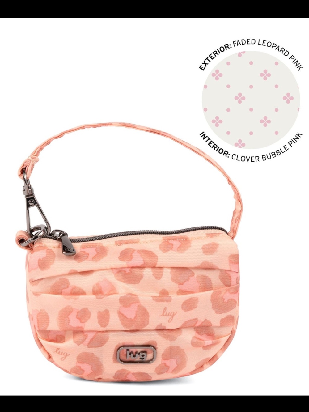 Lug Disco Pleated Pouch. Faded Leopard Pink. NWT